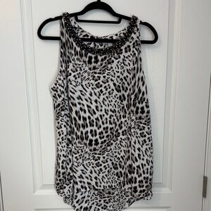 Jennifer Lopez Black and White Animal Print Tank Top